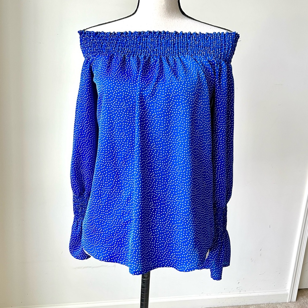 VERONICA M. Polka Dot Off The Shoulder Boho Blouse—SZ. Small
